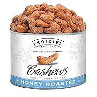 FERIDIES Jumbo Gourmet Honey Roasted Cashews - 18oz Can