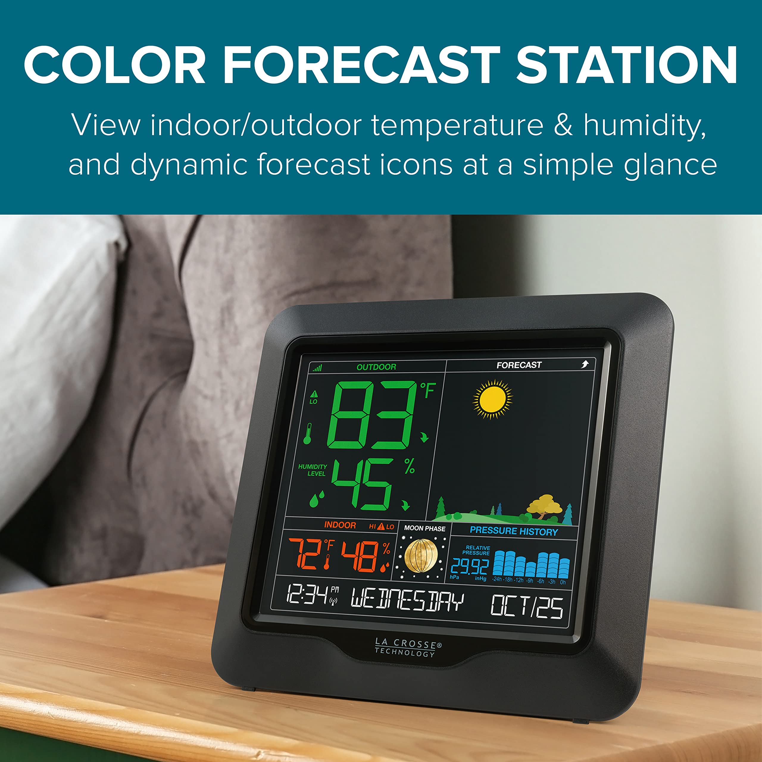 La Crosse Technology S84107-INT Color Forecast Station, Black