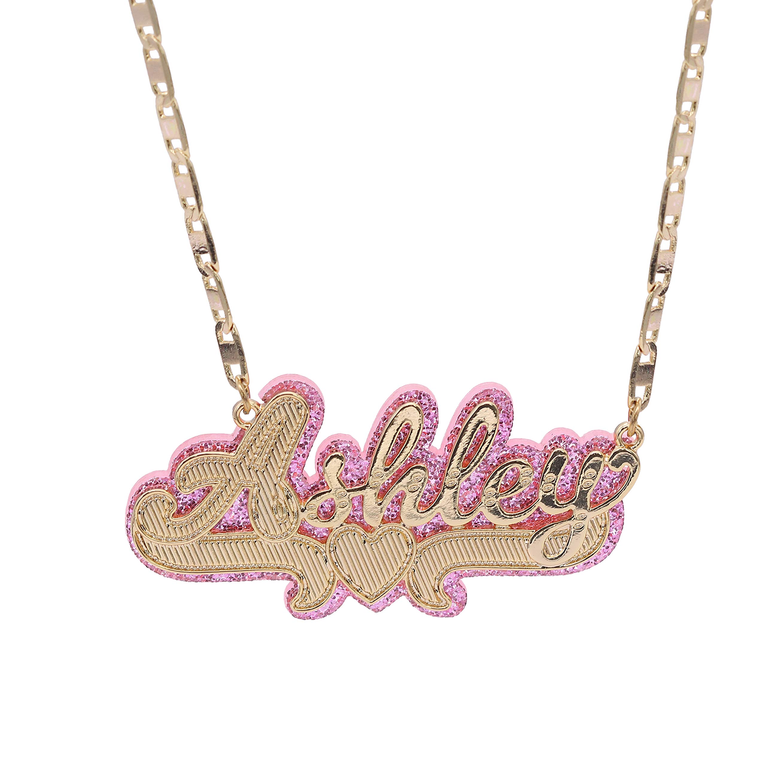 NOUMANDA Personalized Custom Name Necklace with Acrylic Board Nameplate Double Layer Pendant Delicate Jewelry