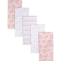 Gerber Boys and Girls Newborn Infant Baby Toddler Nursery 100% Cotton Flannel Receiving Swaddle Blanket, Foxes White, Pack of 5