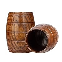 2 Pieces Novelty Wood Barrel Shaped Wooden Drinking Beer Tea Cup Home Decor New Camping Cup Wood Coffee Mugs
