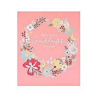 Granddaughter Easter Card with Envelope - Floral Wreath Design