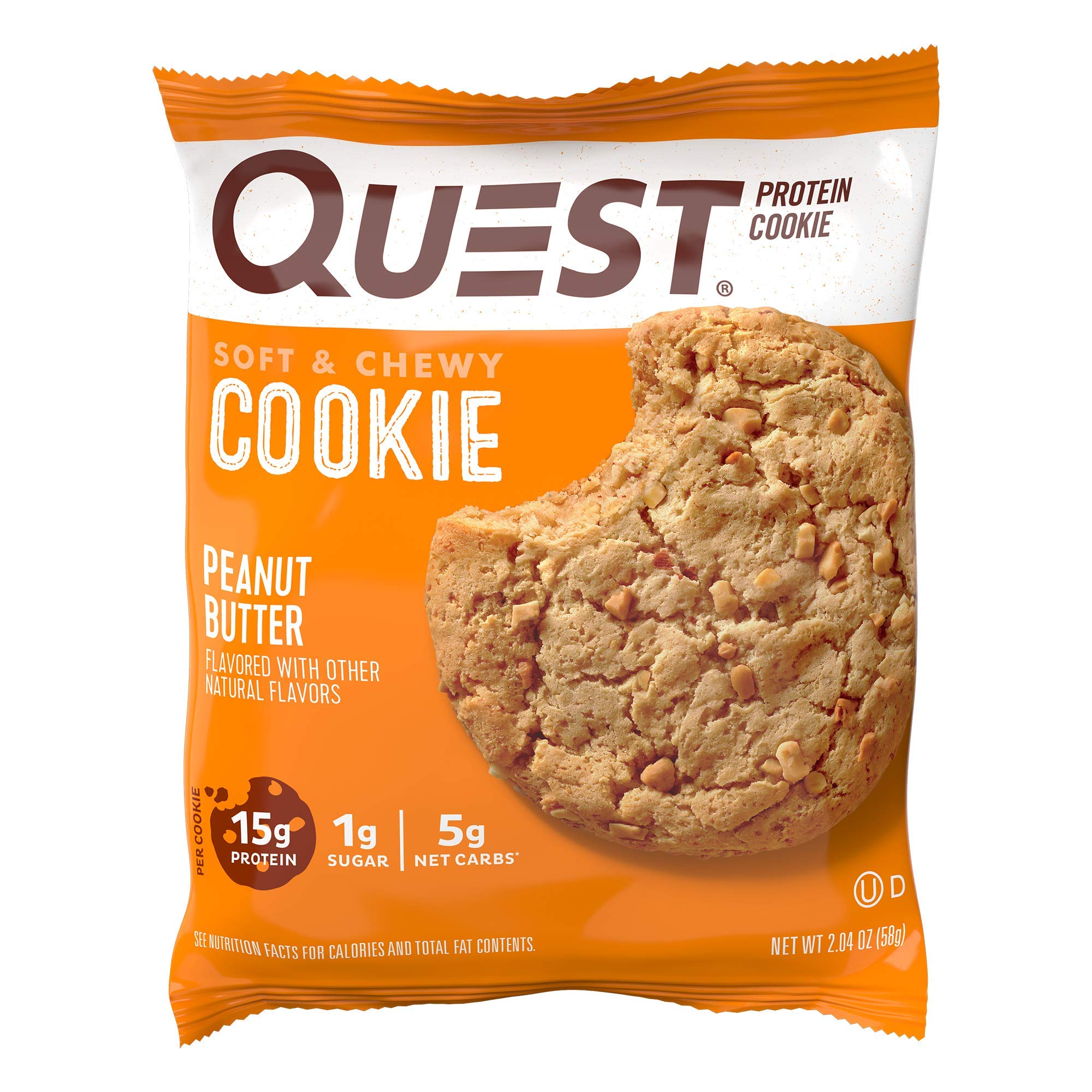 Quest Nutrition Protein Cookie, Peanut Butter,2.04 Ounce, Pack of 12