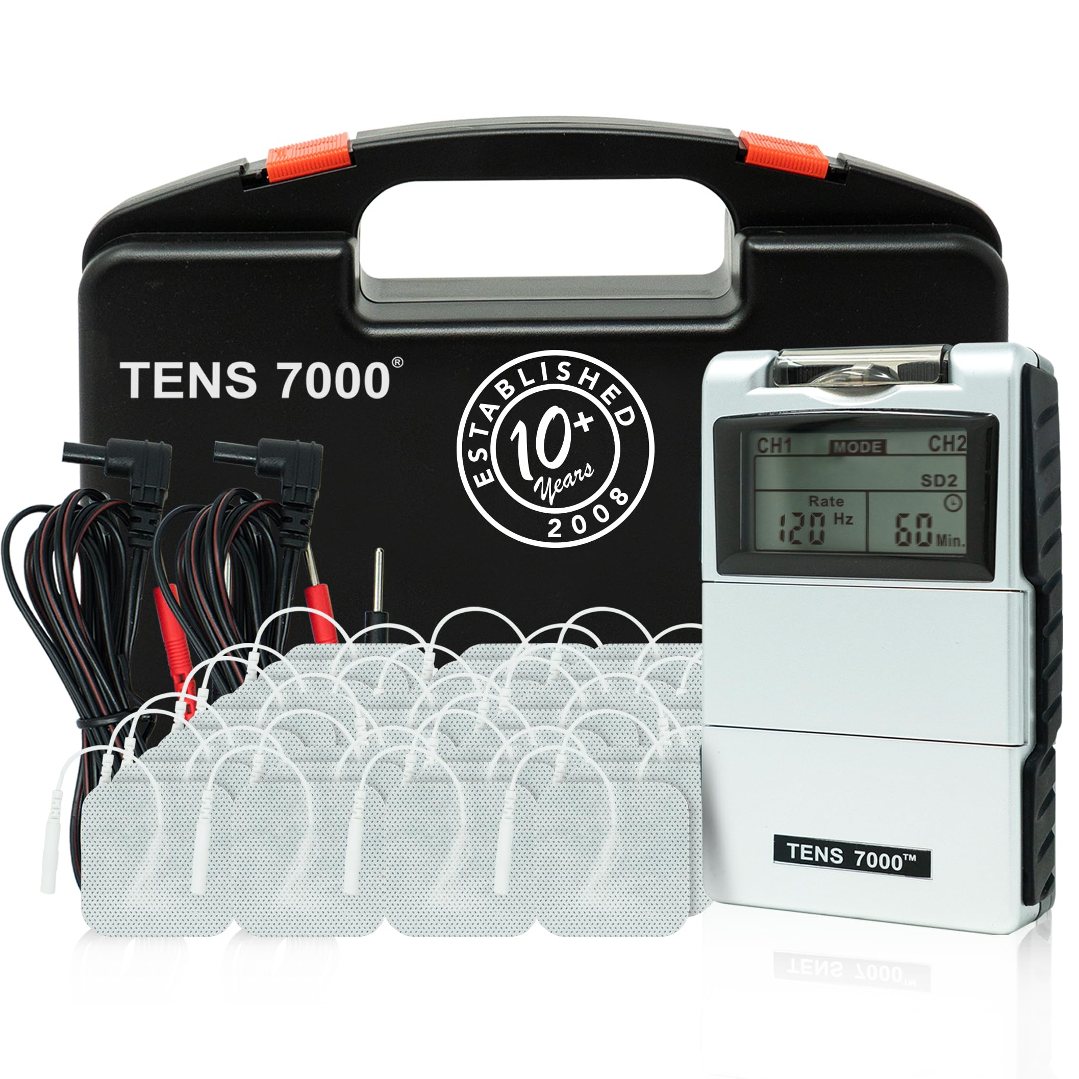 TENS 7000 Digital TENS Unit with Accessories and 48 Electrode Pads - TENS Unit Muscle Stimulator for Back Pain Relief, General Pain Relief, Neck Pain, Sciatica Pain Relief, Nerve Pain Relief