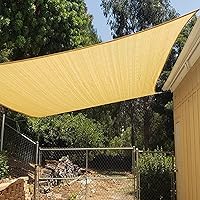 KANAGAWA Sun Shade Sail 20'x20' Sand Rectangle UV Block Canopy Awning Shelter Fabric Cloth Screen for Outdoor Patio Garden Backyard