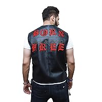 F&H Men's Born Free Genuine Leather Biker Vest