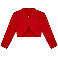 Lilax Little Girls' Knit Long Sleeve One Button Closure Bolero Shrug