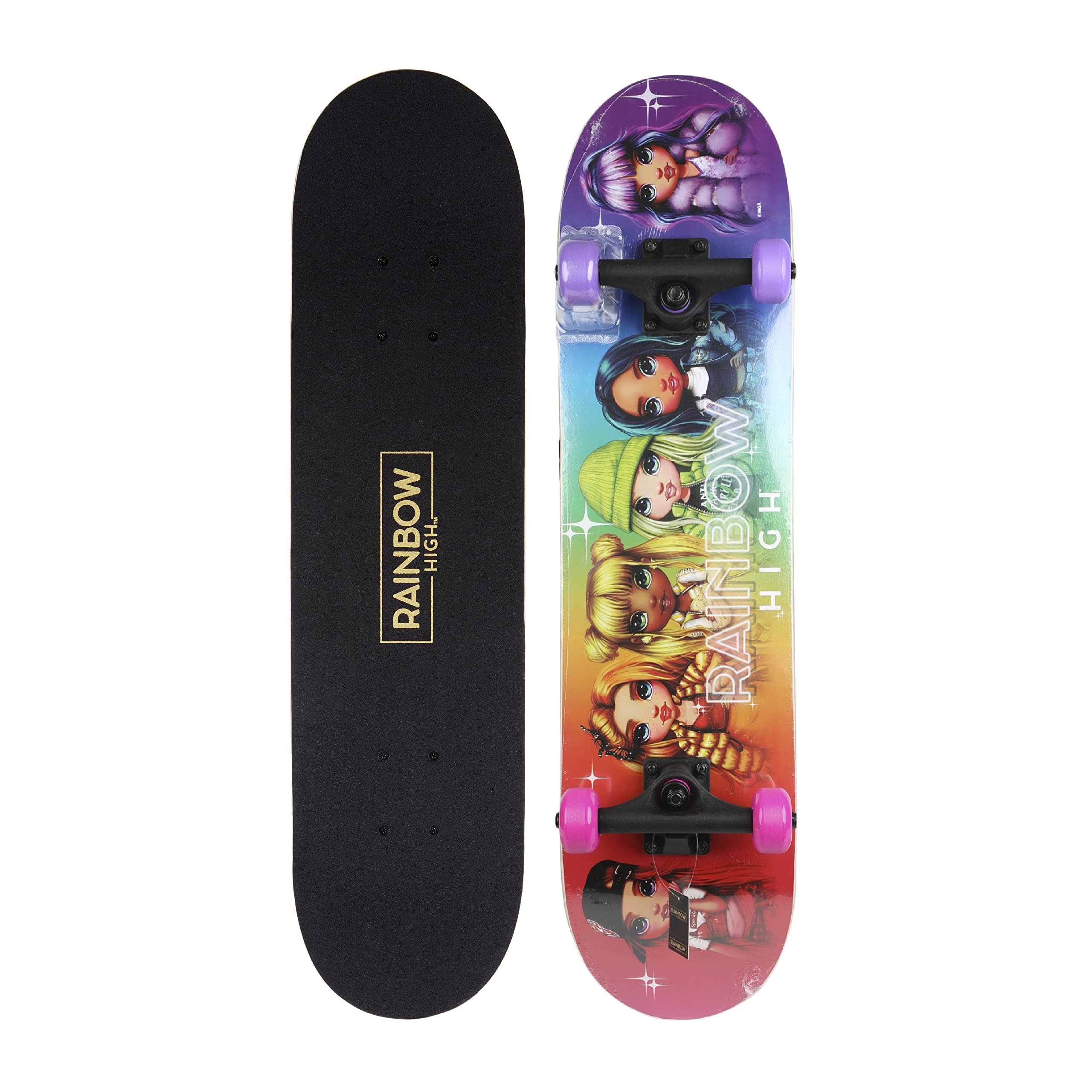 Rainbow High 31 inch Skateboard, 9-ply Maple Desk Skate Board for Cruising, Carving, Tricks and Downhill