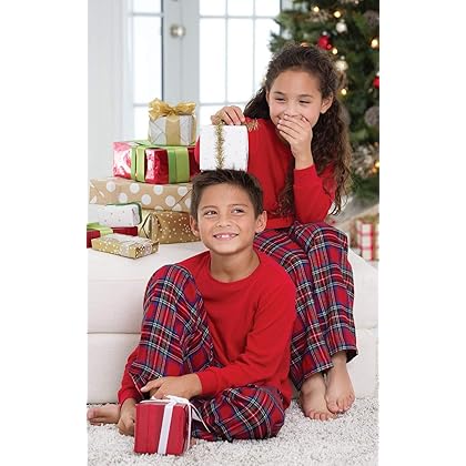 PajamaGram Christmas Pajamas for Family, Thermal Plaid