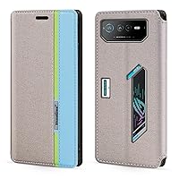 for Asus ROG Phone 6 Case, Fashion Multicolor Magnetic Closure Leather Flip Case Cover with Card Holder for Asus ROG Phone 6 (6.78-''), Gray