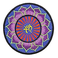 Aum Hindu Symbol Iron on Patch Mushroom Yoga Lotus Om Ohm Patch Sign Retro Lucky India (Color 3)
