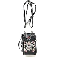 Texas West Western Style Small Embroidery Tassel Crossbody Cell Phone Purses Handbags with Coin Pocket in 3 colors
