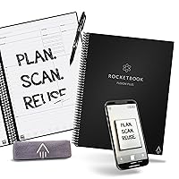 Rocketbook Smart Reusable Notebook, Fusion Plus Letter Size Spiral Notebook & Planner, Infinity Black, (8.5