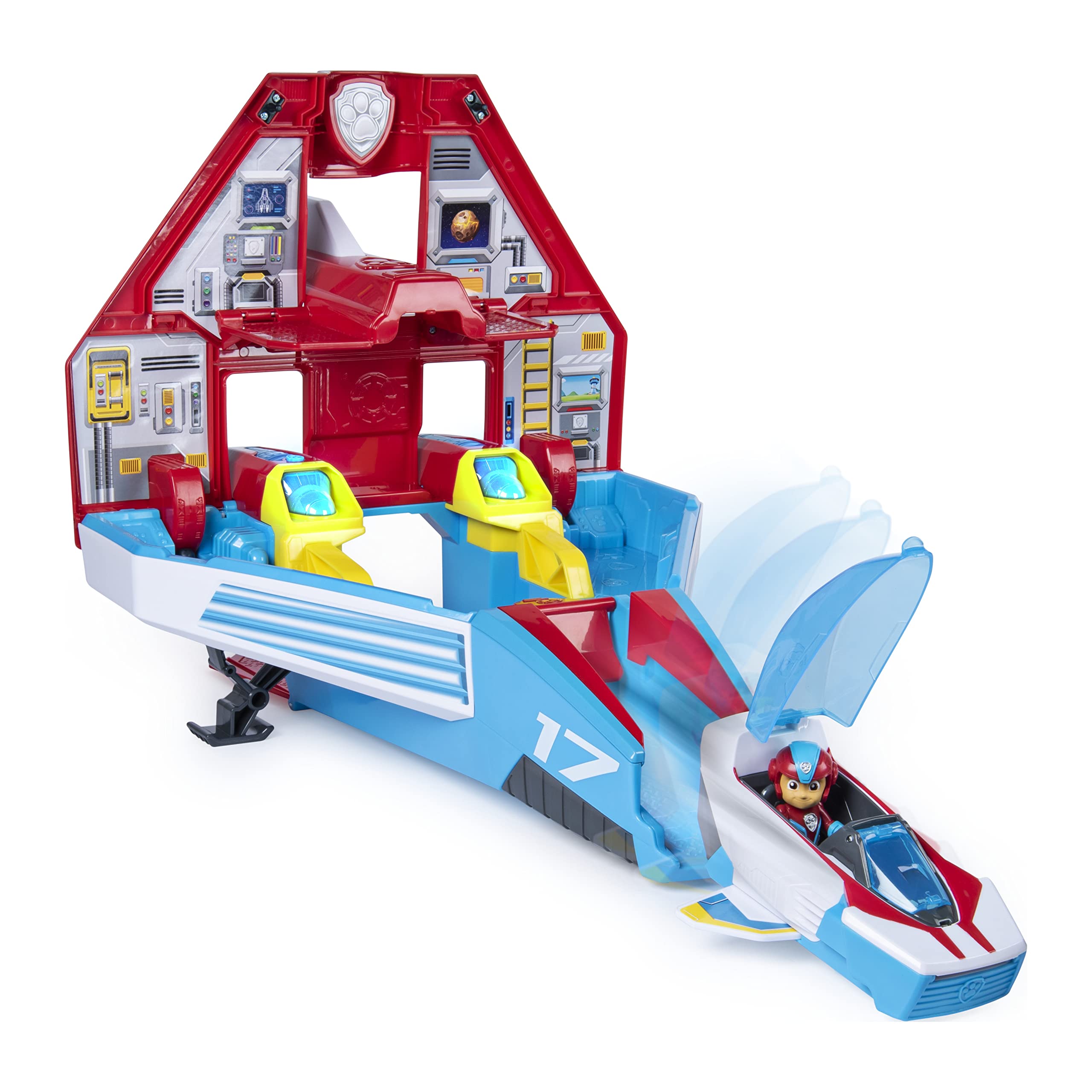 Paw Patrol, Super Paws, 2-in-1 Transforming Mighty Pups Jet Command Center with Lights and Sounds