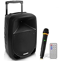 1000W Portable Bluetooth PA Speaker - 10'' Karaoke Speaker System with UHF Wireless Microphone, Remote Control & Built-in Rechargeable Battery, MP3/USB/SD, LED Battery Indicator Lights - PSBT105A
