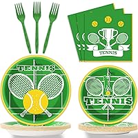 96 Pcs Tennis Party Supplies for 24 Guests Tennis Ball Sports Games Party Decorations Softball Theme Party Tableware Set Include Paper Plates Napkins Forks