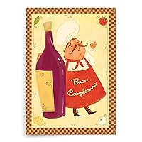 Designer Greetings Italian Language Happy Birthday Cards, “Buon Compleanno” Chef with Bottle of Wine Design (Pack of 6 Cards with Envelopes / 6 biglietti di auguri e buste)