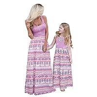 Mommy and Me Boho Floral Family Matching Maxi Dress with Pocket for Mother's Day