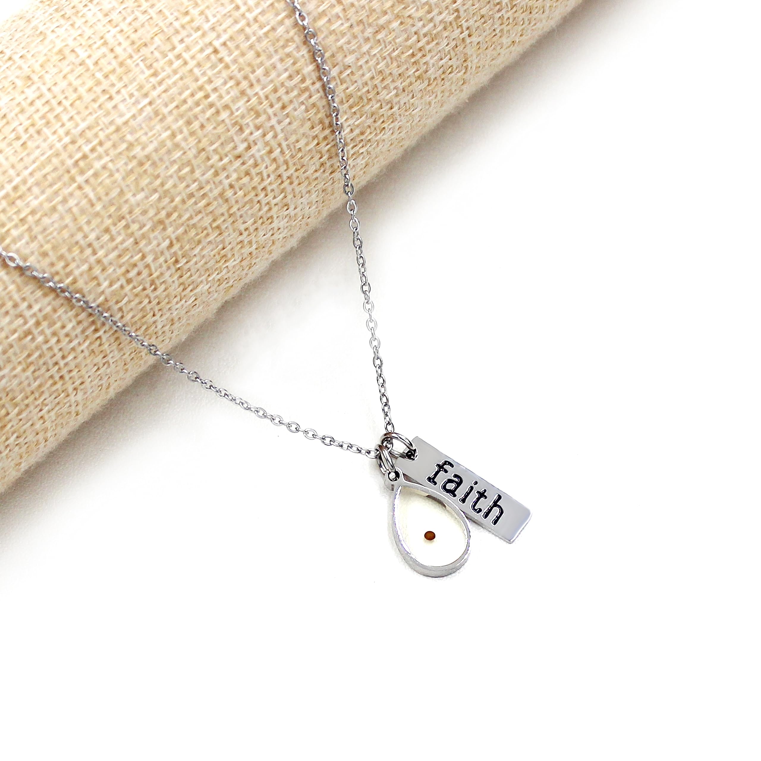 Uloveido Stainless Steel Mustard Seed Pendant Necklace Christian Baptism Faith Gift with Box Y1030
