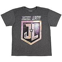 DC Comics Boys' Justice League The Movie JL Logo Licensed T-Shirt (Medium) Heather Charcoal