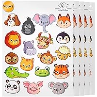 Large Cute Farm Zoo Animal Stickers for Kids, Pack of 5 Sheets, 90pcs