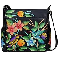 Anna by Anuschka Women's Hand-Painted Leather Crossbody with Side Pockets