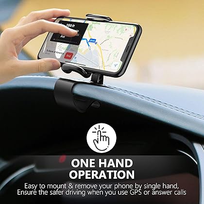JunDa Car Phone Holder 360-degree Rotation Cell Phone Holder Suitable for 4 to 7 Inch Smartphones, Rotating Dashboard Clip Mount Stand