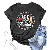 100 Days of School Shirts for Women Teacher School Days T-Shirt 100th Days Kindergarten Teachers Tee Tops