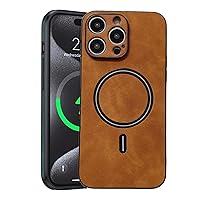 iPhone 15 Pro Max Leather Case, Genuine Suede Sheepskin Leather with Strong Magnet Compatible with MagSafe for iPhone 15 Pro Max (2023) 6.7