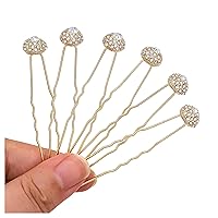 Bridal Hair Pins Set Of 6 Bobby Pins Style With Sparkly Rhinestone For Wedding Parties (Gold)