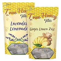 True Honey Tea Best Sellers - Lemon Ginger Zest and Lavender Lemonade Tea Bags - Pack of 2