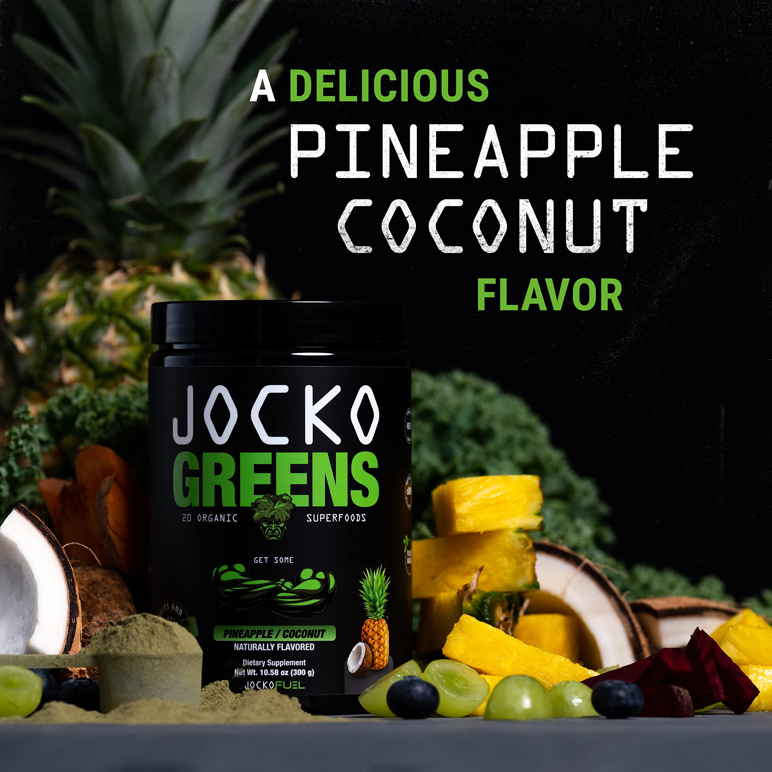 Jocko Fuel Greens Powder Bundle - Greens & Superfood Powder for Healthy Green Juice - Keto Friendly with Spirulina, Chlorella, Digestive Enzymes, & Probiotics - 60 Servings