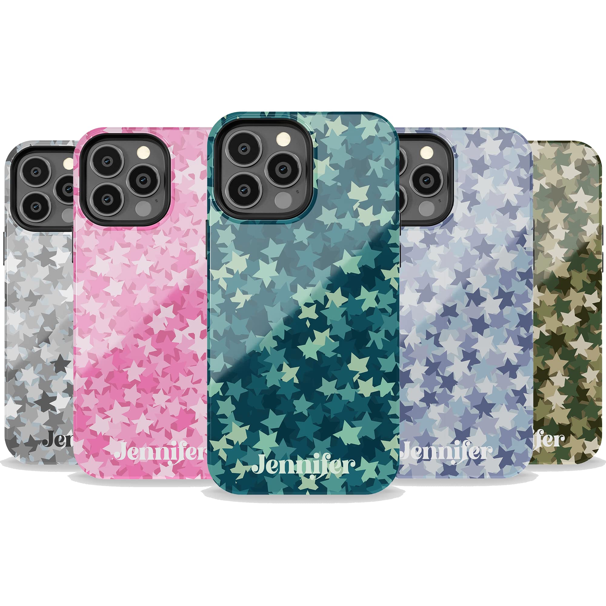 Artisticases Custom Name Stars Camo Case for Women, Personalized Name Case, Designed for iPhone 14 Plus, iPhone 13 Pro Max, iPhone 12 Mini, iPhone 11, iPhone X/XS Max, iPhone ‎XR, iPhone 7/8‎