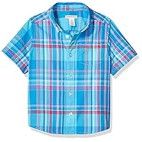 Amazon Essentials Boys and Toddlers' Short-Sleeve Woven Poplin Chambray Button-Down Shirt