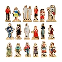 People Around the World - Set of 18 - Ages 1+ - Wooden Blocks for Toddlers - Includes People from 18 Countries - Double-Sided