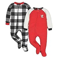 Unisex Baby Toddler Flame Resistant Fleece Footed Holiday Pajamas 2-Pack