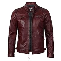 Maroon Leather Jackets for Men - Geniune Lambskin Vintage Jacket | [1100103] D1 Maroon, M