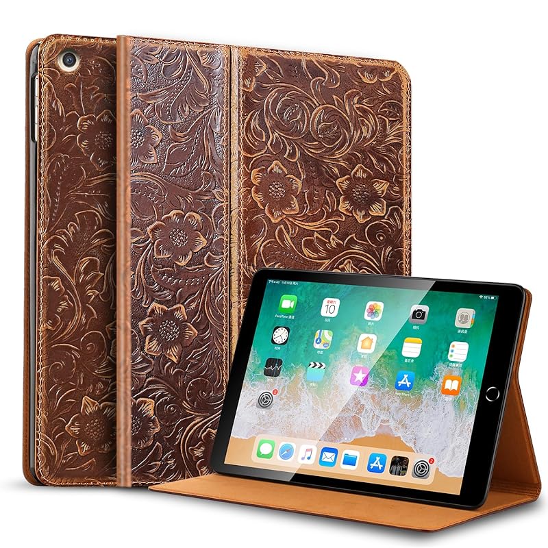 Gexmil Leather ipad 10.2 case 2021/2020, Cowhide Folio Cover for