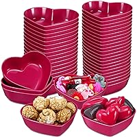 50 Pieces Mini Heart Shaped Bowls Dishs 2.8 Inch Valentine's Day Plates Multipurpose Small Plastic Salad Appetizer Plates Cooking Gifts for Candy Sauce Serving Wedding Birthday Party