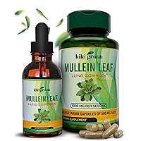 Mullein Capsules & Liquid Drops Bundle - Mullein Leaf Extract Supplements, 90 Capsules + 2 fl oz - for Respiratory & Immunity Support, Better Lung Function, Lung Cleanse & Relief