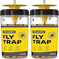 Outdoor Fly Trap [Set of 2] Fly Traps Outdoor with Dissolvable Non-Toxic Bait - Fly Repellent for Outdoor Use Only - Controls Flies for Patios, Barns, Ranches Etc. Hanging Fly Traps with Tie Included
