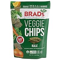 Brad's Plant Based Organic Veggie Chips, Kale, 3 Bags,9 Servings Total