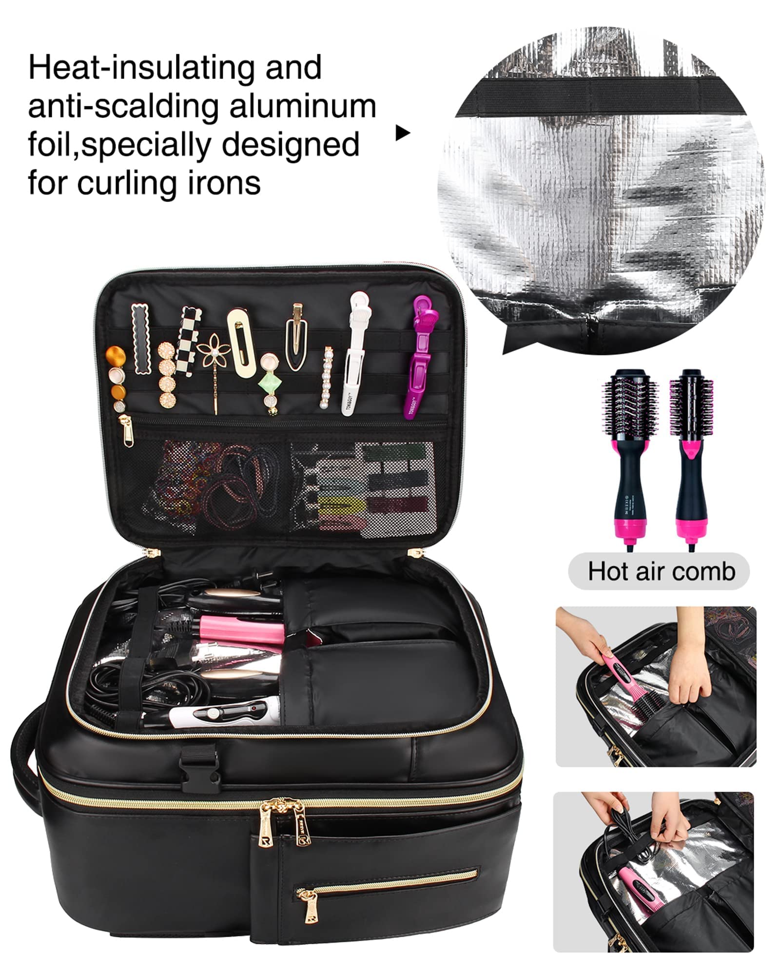 Relavel Makeup Backpack, Professional Makeup Case Extra Large Travel Train Case Makeup Bag for Women Cosmetic Organizer, Makeup Brush Storage Holder, Makeup Artist Kit, with Adjustable High Dividers
