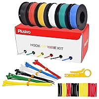 24 AWG Stranded Wire Kit – Silicone Coated Copper Wires 24 Gauge Pre-Tinned 30ft/9m Each Spool, 6 Colors (Black, Red, Yellow, Green, Blue, White), Electrical Jumper Wire Hook Up Wire Kit from Plusivo