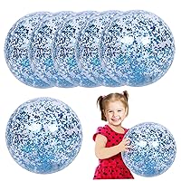 6Pcs Glitter Beach Ball with Inflator 24'' Inflatable Beach Balls Pool Balls with Sparkling Confetti Pool Toys for Summer Beach Pool Party 1