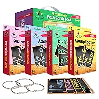 Star Right Math Flash Cards Set of 4 - Addition, Subtraction, Division, & Multiplication Flash Cards - 4 Rings - 208 Math Flash Cards Multiplication and Division, Addition, Subtraction - Ages 6+