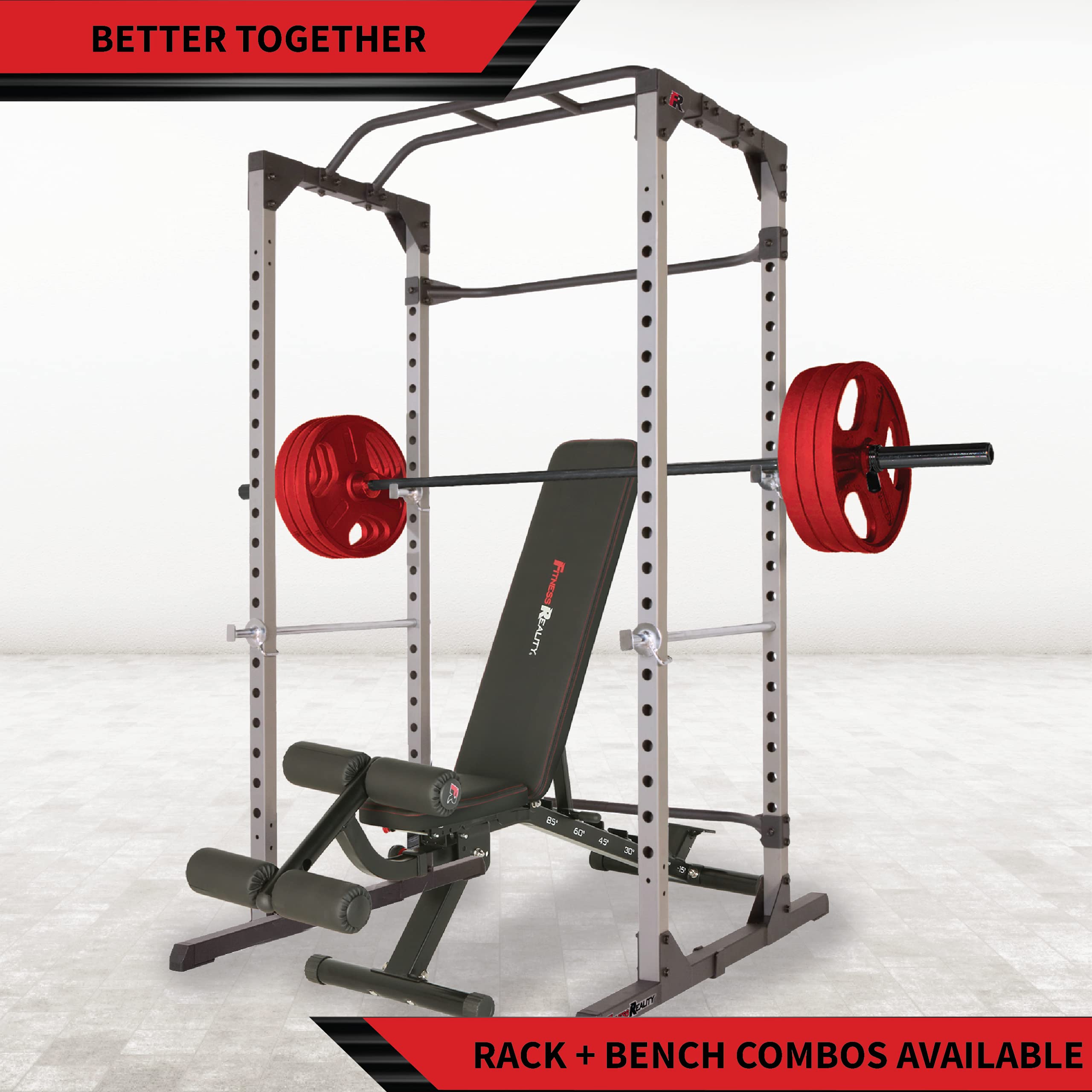 Fitness Reality Squat Rack Power Cage with | Optional LAT Pulldown & Leg Holdown Attachment | Squat and Bench Rack Combos| Super Max 810 XLT |