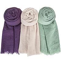 3 PCS Hijab Scarfs for Women Soft Scarf Shawl Lightweight Long Wraps for All Season,StyleI-3 Pack