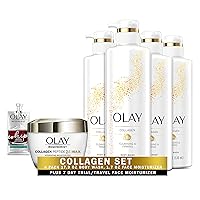 Regenerist Collagen Peptide 24 MAX Hydrating Face Moisturizer (1.7 oz) + Travel Size Whip Face Moisturizer and Cleansing & Firming Body Wash with Collagen and Vitamin B3, 17.9 Fl Oz (Pack of 4)