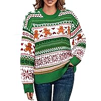 LANPULUX Christmas Sweater for Women Crewneck Adorable Ugly Christmas Sweater Family Matching Outfits Loose Pullover Knitwear